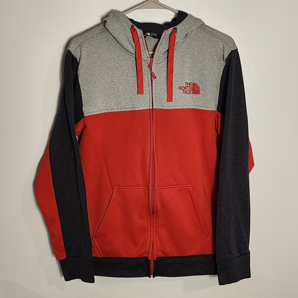 The North Face Men's Red and Gray Zip-Up Sweater